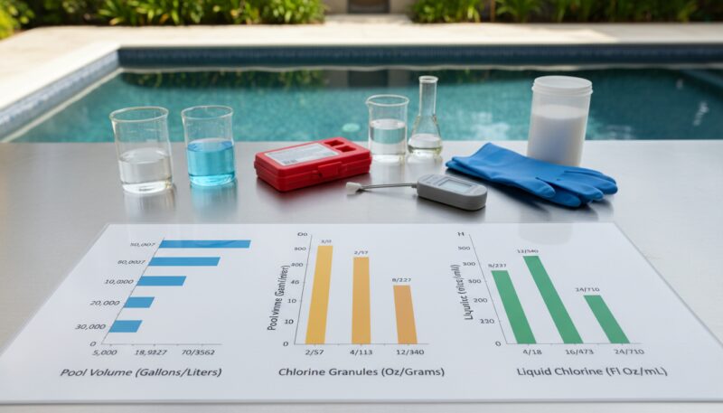 Tabela za pravilno doziranje hlora u bazenu Tabela za pravilno doziranje hlora u bazenu